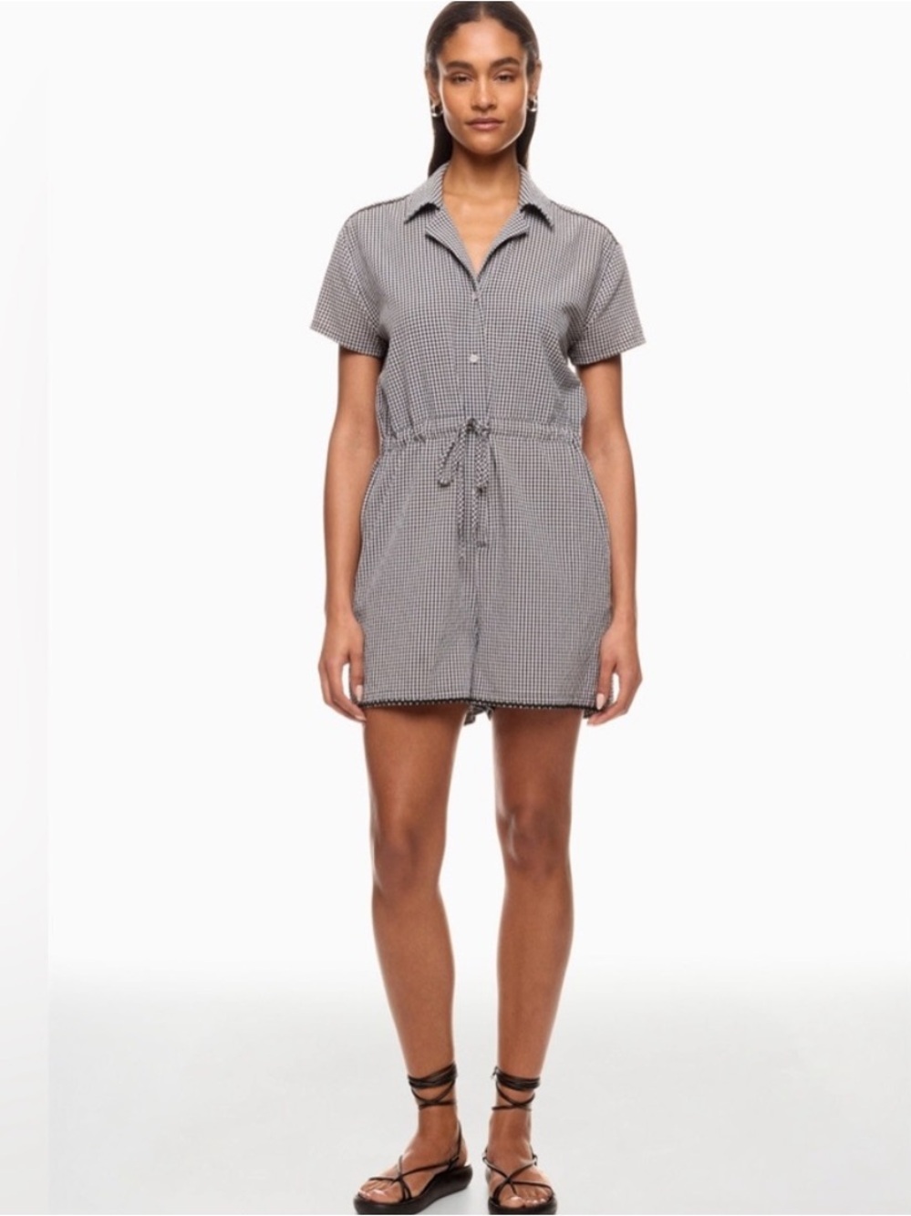 Solid & Striped Estelle Gingham Seersucker Embroidered Trim Romper Size Large - Picture 1 of 11